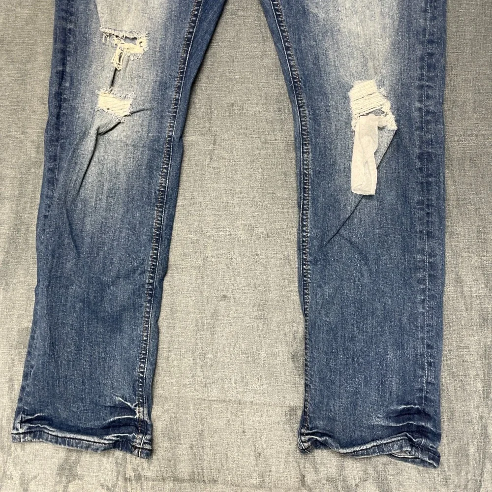 Vintage Buffalo Ash X Jeans Mens 36x32 Blue Denim Stretch Distressed Slim Fit